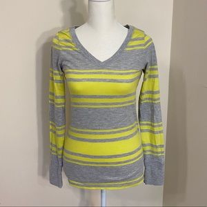 Lime green and gray striped shirt